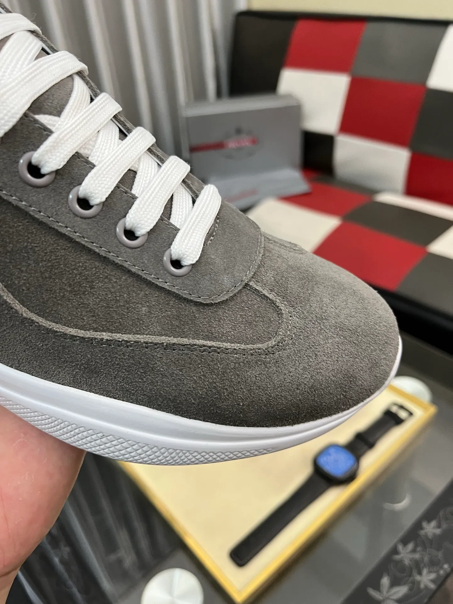 Men's shoes 💰400⌚️⌚️【PRADA】Prada casual shoes, originally developed 1:1, made of high-mercerized cowhide with imported cowhide, silk sheepskin lining, rubber outsole, comfortable and soft on the foot, size: 38-444️⃣Colors available